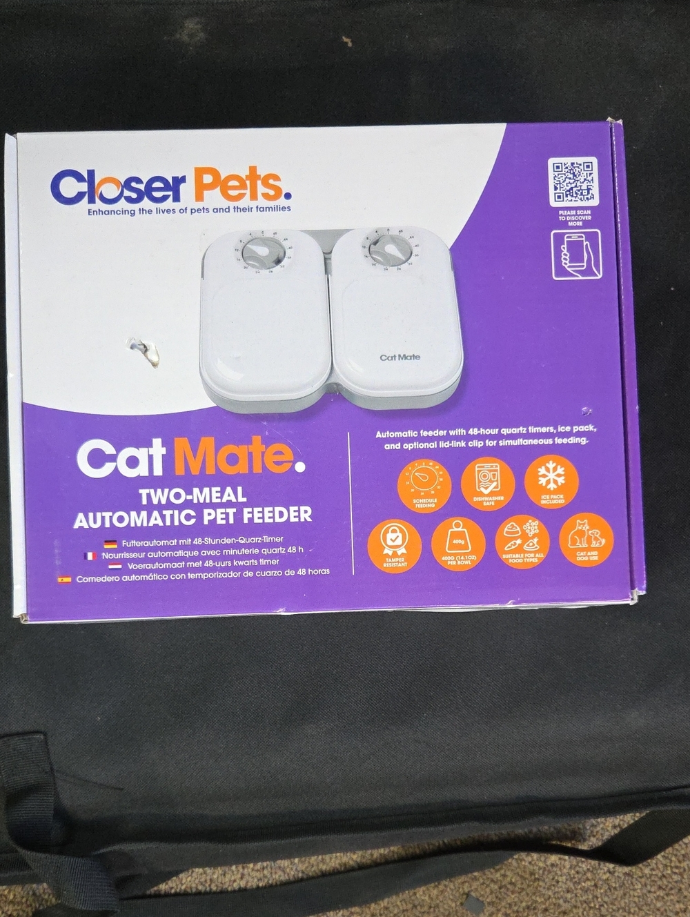 Closer Pets Cat Mate Two-Meal Automatic Pet Feeder - White & Grey